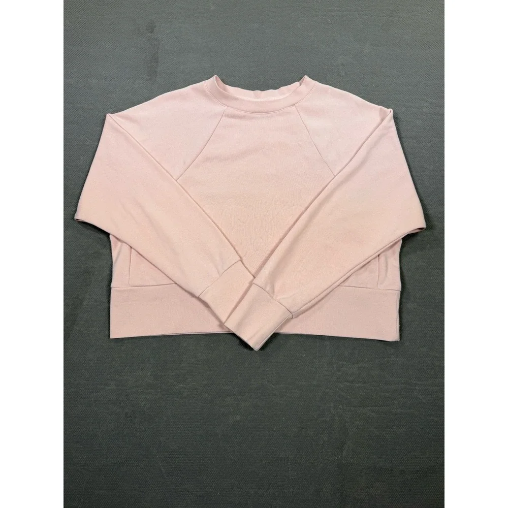 Nike Dri-FIT Womens Medium Pink Embossed Logo Cropped Sweatshirt Pullover